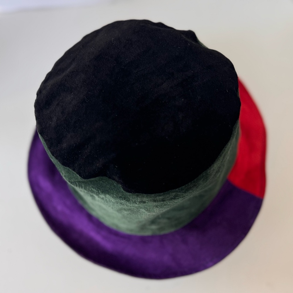 vintage 80s 90s color block leather suede bucket hat - Picture 4 of 8